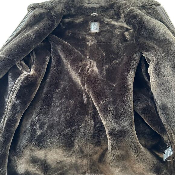 RC Comstock Expedition Aviator Flight Bomber Jacket Brown Leather Faux Fur Lined - Picture 12 of 16